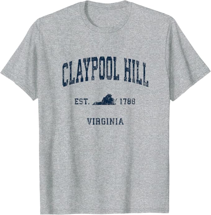 Amazon Claypool Hill Virginia VA ビンテージ アスレチック ネイビー スポーツデザイン Tシャツ T